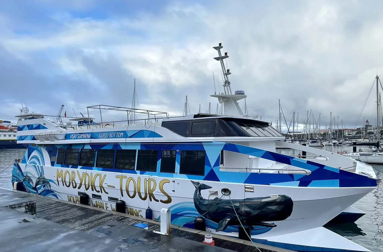 O novo catamarã da MobyDick-Tours atracado na Marina das Portas do Mar
